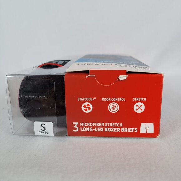 Jockey Mens 3 Pack Long-Leg Boxer Briefs Size Small Black Active Micro Stretch - Picture 4 of 5